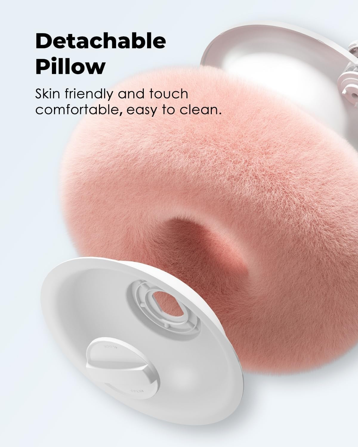 Close-up of soft pink detachable tablet stand pillow