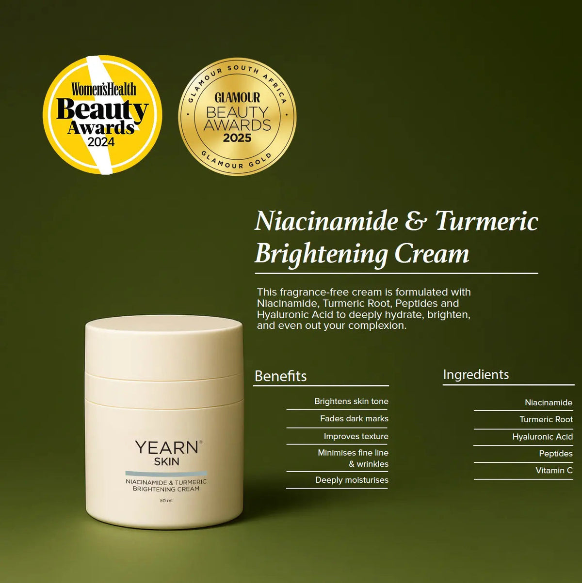 Yearn Skin Niacinamide & Turmeric Brightening Cream, 50 ml product image 2